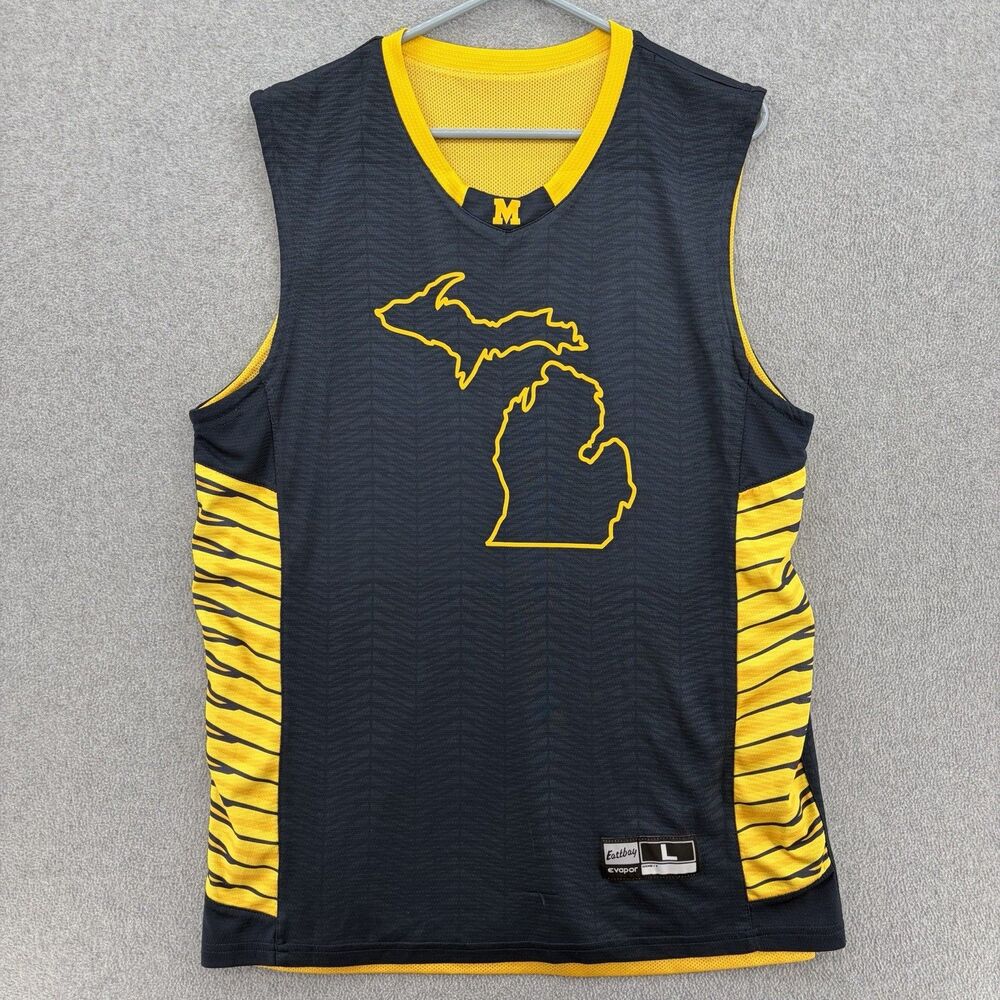 Michigan Wolverines Eastbay Basketball Jersey #7 Mens L Navy Maize NCAA